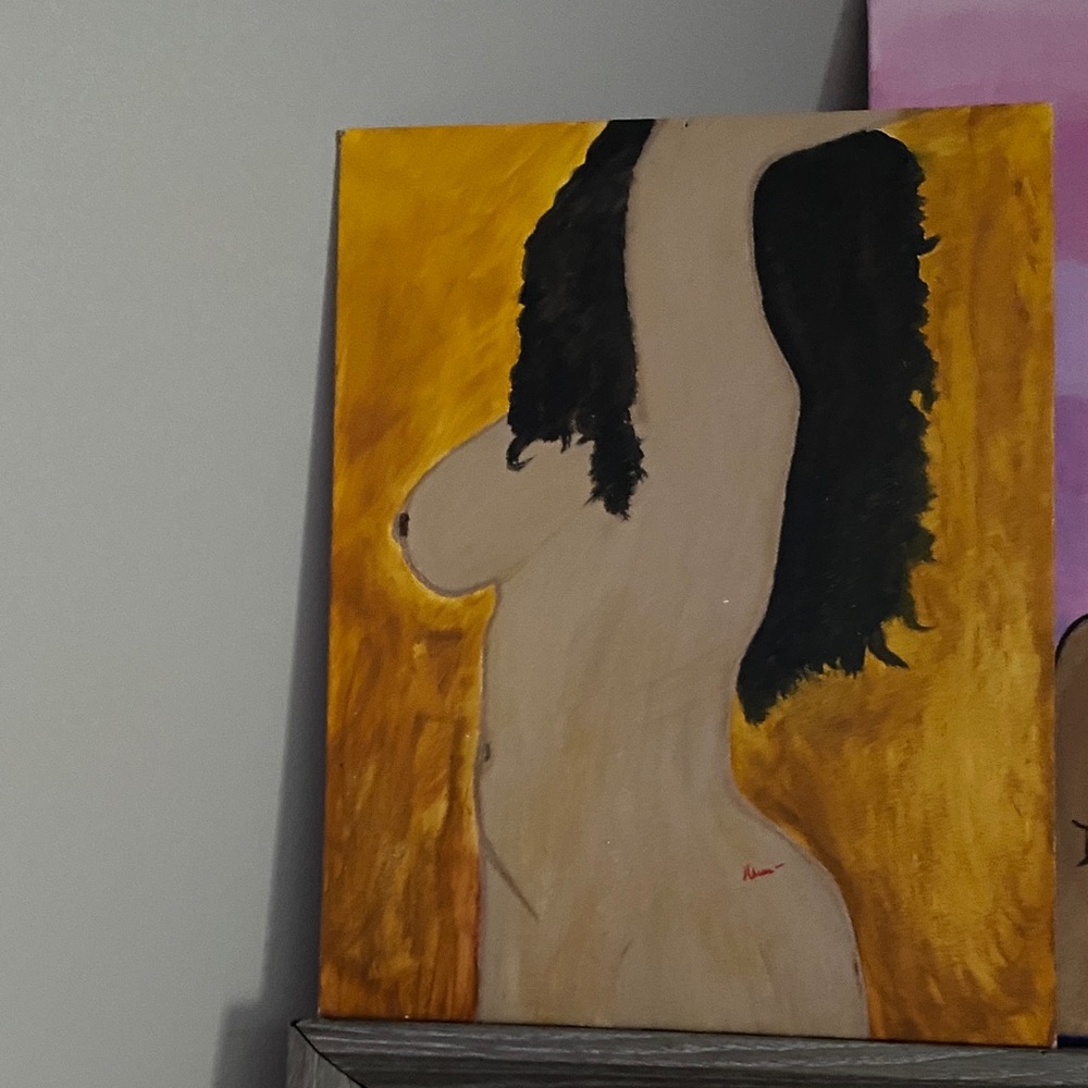 Elegant Abstract Nude Canvas Art - Gold and Black